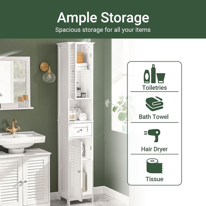 Narrow Bathroom Storage Cabinet, 67" Tall Skinny Bathroom Shelf with Drawers, gallery