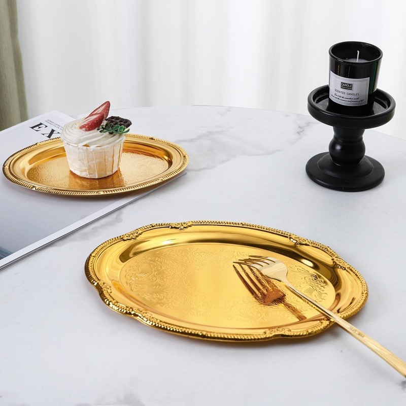 Elegant Retro Iron Tray for Jewelry Display Home Decor Candle Holder 18x13cm gallery