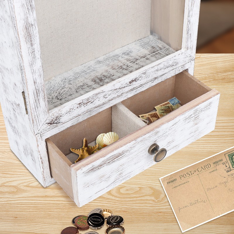 Shadow Box Frame 3.2" Deep Shadow Box Display Case w/ Real Glass and Drawer gallery