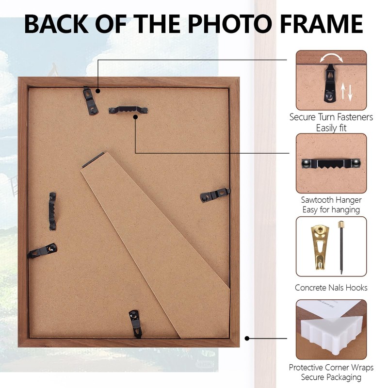 8x10 Picture Frame, Solid Natural Walnut Wood Photo Frame with Tempered Glass... gallery