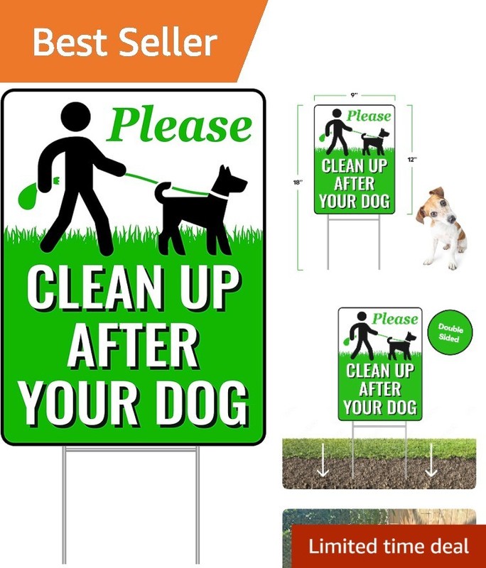 Attention-Grabbing Clean Up After Your Dog Sign – 18″ x 9″ for Yards and Parks