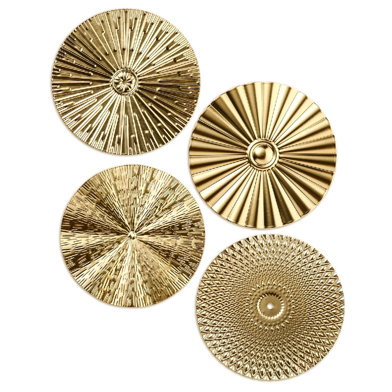 Hicarer 4 Pcs 12 Inch Gold Metal Wall Art Decor Modern Sunburst Hanging Artwork