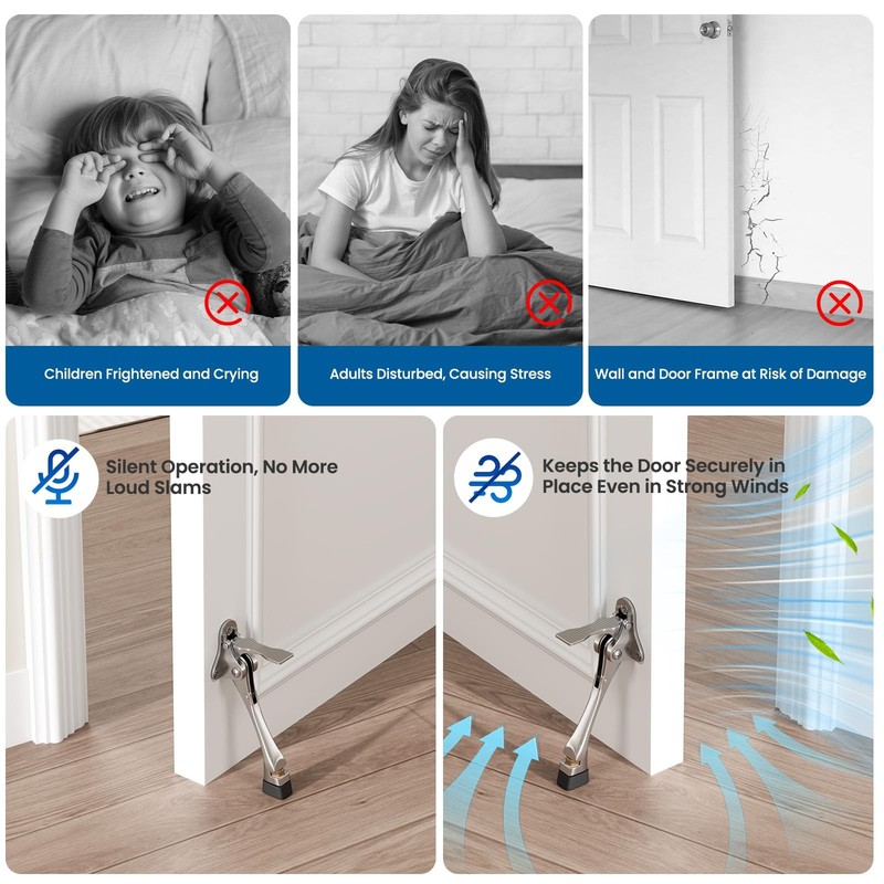 Kickdown Door Stopper Heavy Duty, Touch Adjustable Height Door Door Stop with... gallery