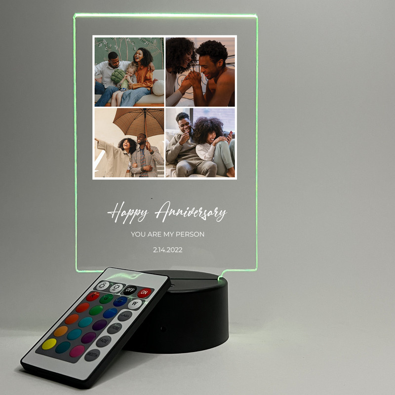 Personalized 4 Picture Collage LED Night Light Up -Engagement, Family, Gift gallery