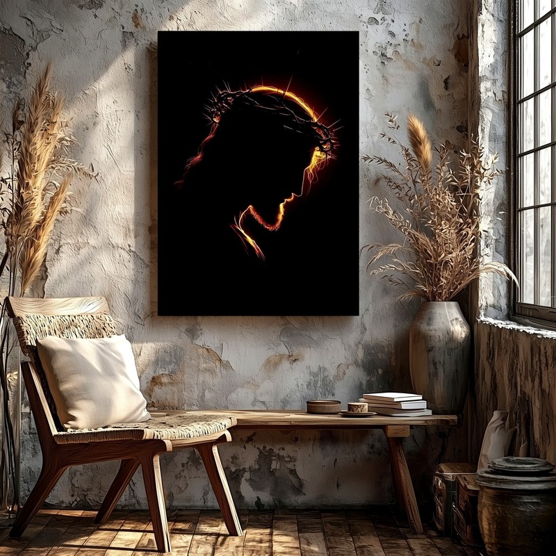 Wall Art Jesus Christ Silhouette Crown of Thorns Religious Canvas Print Decor gallery