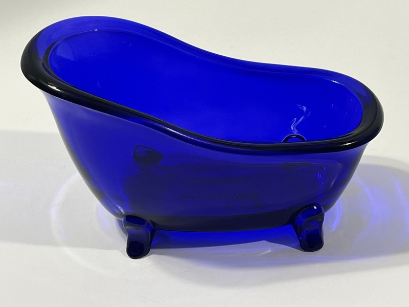 Cobalt Blue Glass Bath Tub Claw Foot Decor ~ Bath and Body Works ~ LNUC gallery