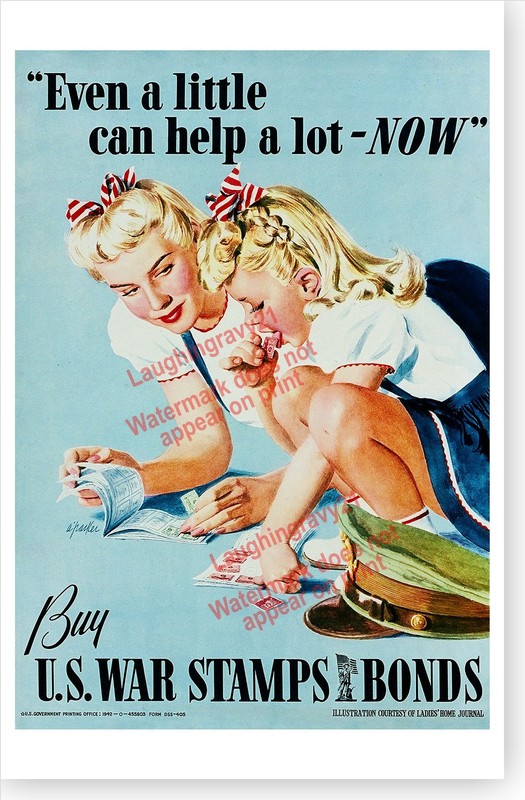 WWII Buy War Bonds Even A Little Can Help A Lot Mother And Daughter Poster