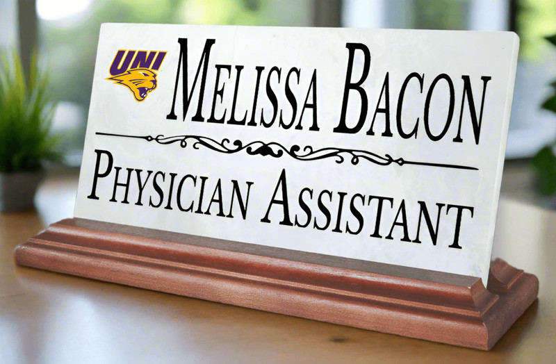 UNI Desk Nameplate – Custom Marble Name Sign with Personalized Title gallery