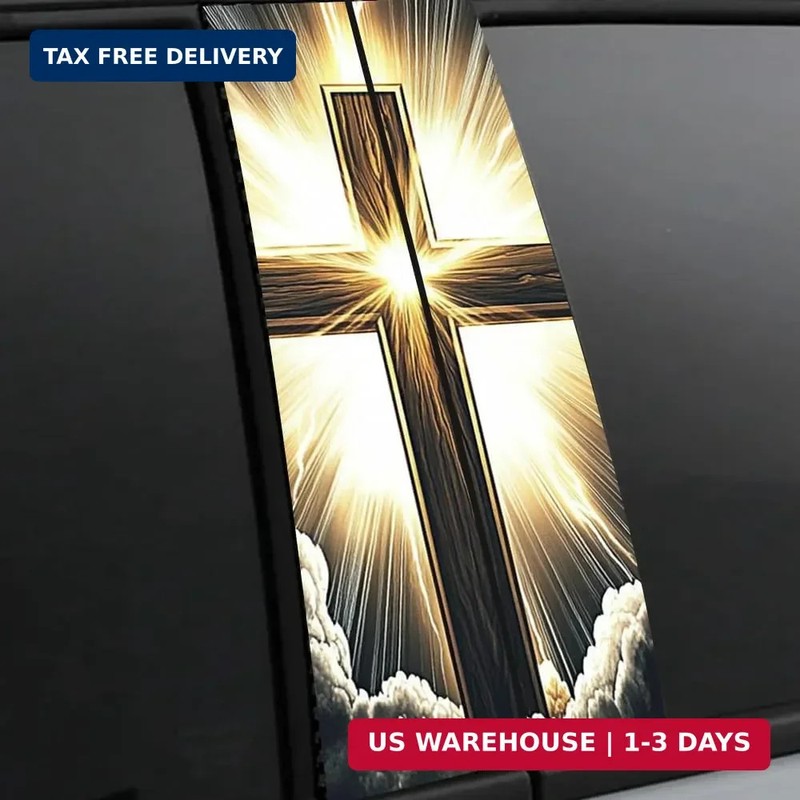 1 Pair Jesus Car B-Pillar Decals, Cross Car Center Pillar Stickers, Waterproof V gallery