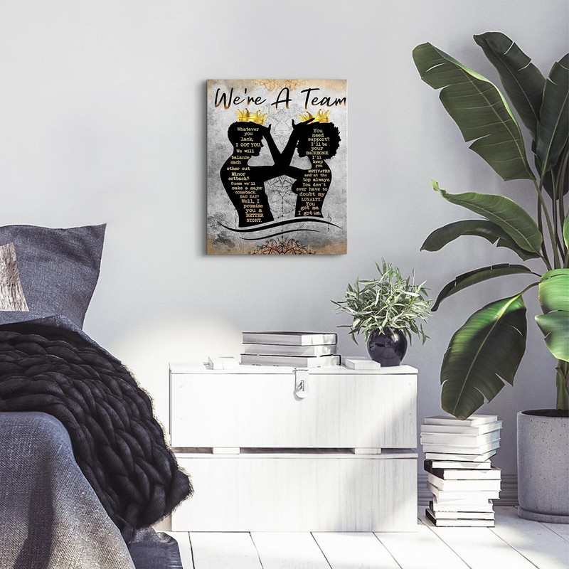 African American Wall Art Black King and ​Queen Wall Art We're A Team Insp gallery