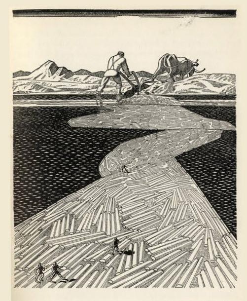Paul Bunyan by Rockwell Kent – 1927 American Folklore Illustration Print