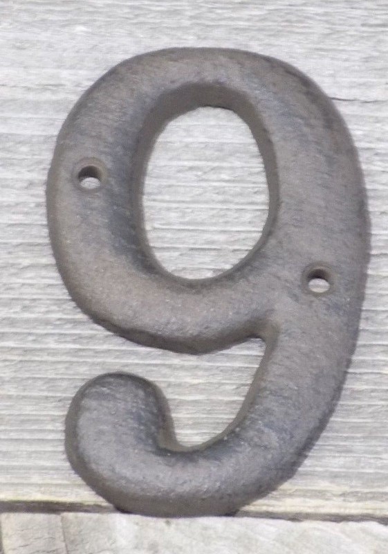 Rustic BROWN Cast Iron Metal House Numbers Street Address # Phone Number 9 NINE