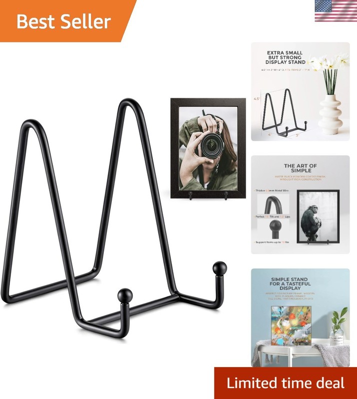 Elegant 4.5-Inch Plate Stand with Matte Black Finish – Set of 2 Display Stands
