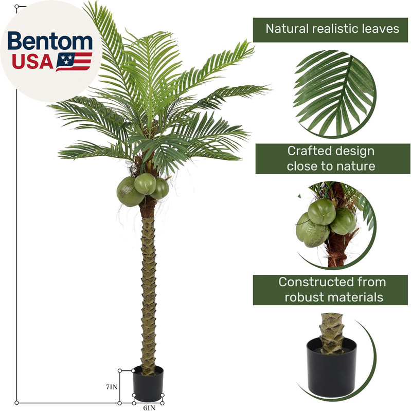 Artificial Phoenix Palm Tree 6.5FT Tall Large Faux Coconut Trees with Realistic gallery
