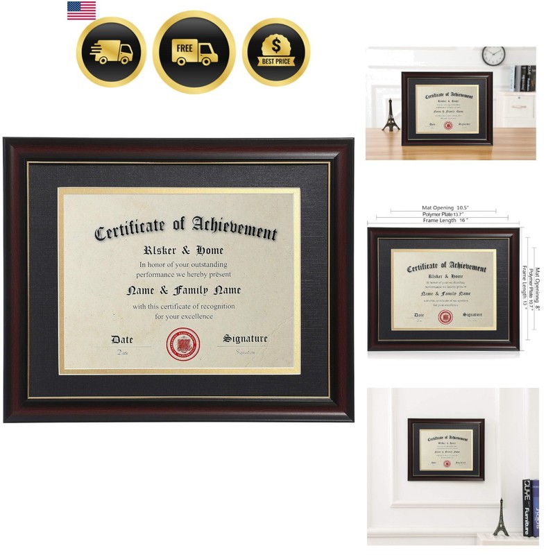 8.5×11 Diploma Frames with Mat, Classic Cherry Wood, 8.5×11 or 11×14 Inch – D…