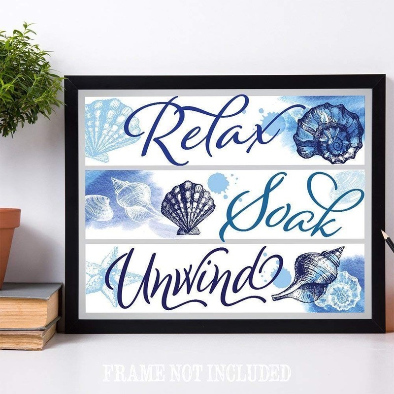 Relax Soak Unwind - Modern Bathroom Decor, Beach House 14"L x 11"W gallery