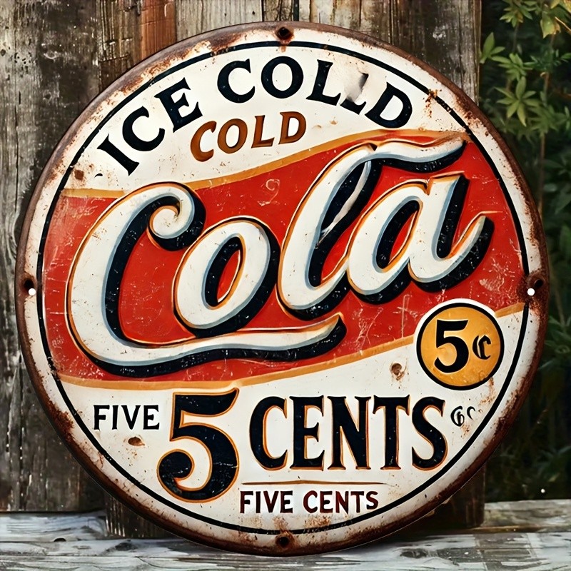 Metal Iron Sign Vintage Cola Single Piece Print Aluminum Sign 8 Round