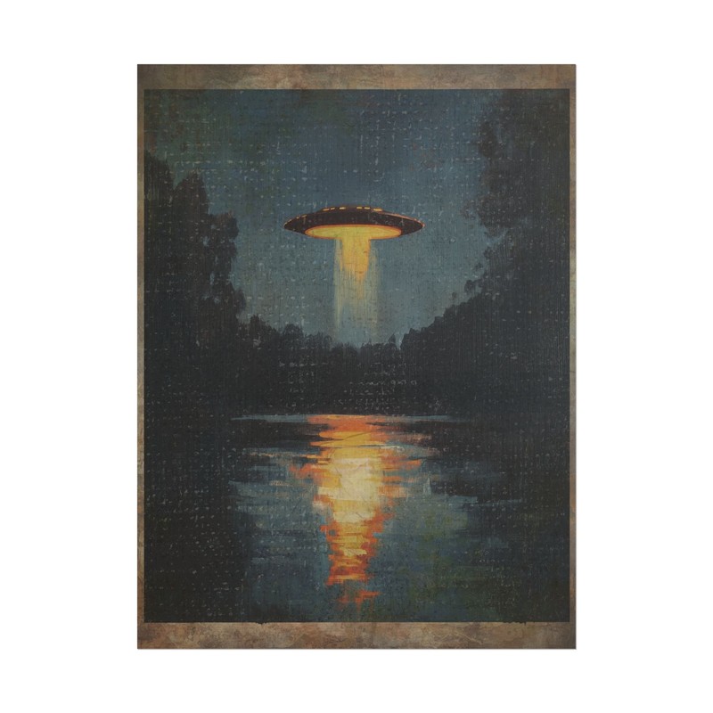 UFO NAUTICA Vintage Wall Art, Retro Celestial Alien USO Decor, Sci-fi UAP Poster
