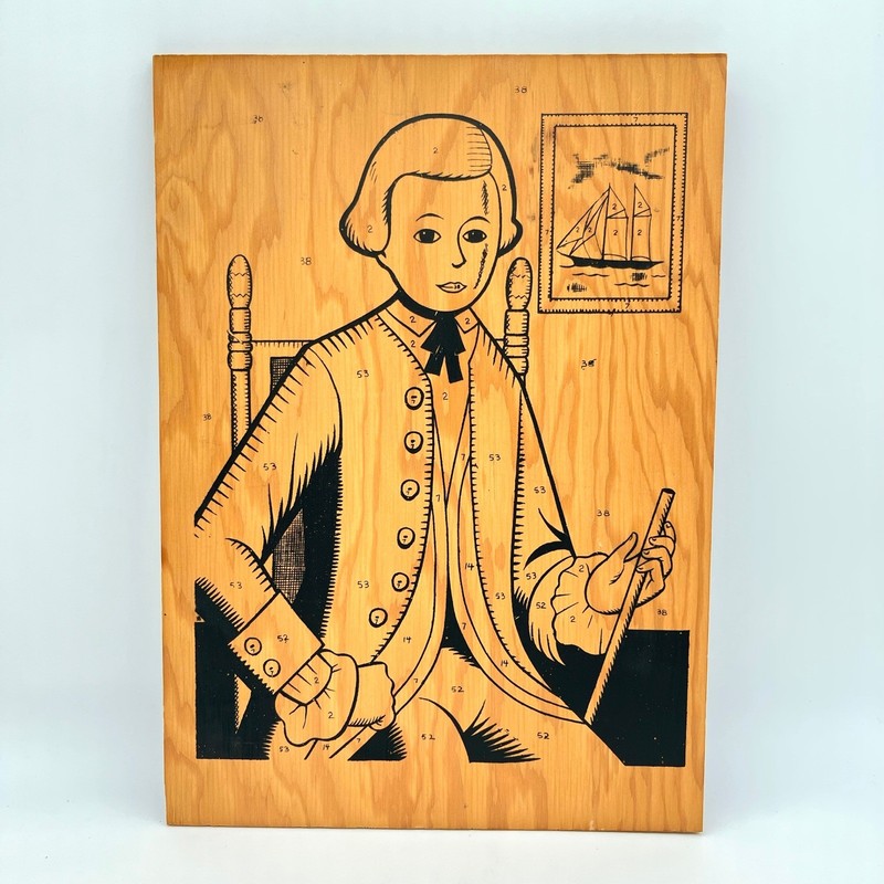 Vintage Avalon 4301 Young Gentleman Early American Paint by Number Wood Panel