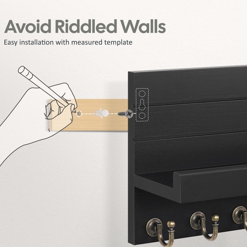 Key Holder for Wall: Upgraded 7 Sturdy Key Hooks Easy Installation Mail Organ... gallery