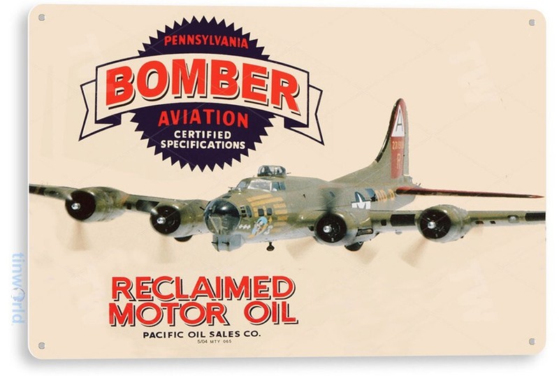 Bomber Aviation Oil Sign, Aviation Gas Oil, Hangar, FBO, Garage, Tin Sign A254