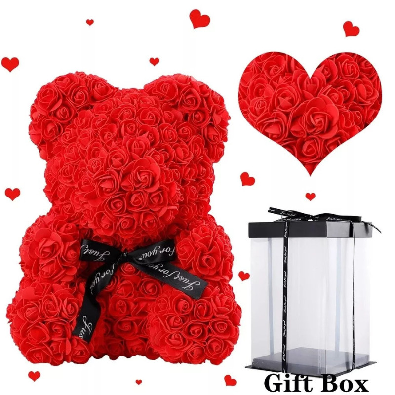 Wedding Rose Teddy Bear With Box For Women Valentines Girlfriend Birthday Gifts gallery