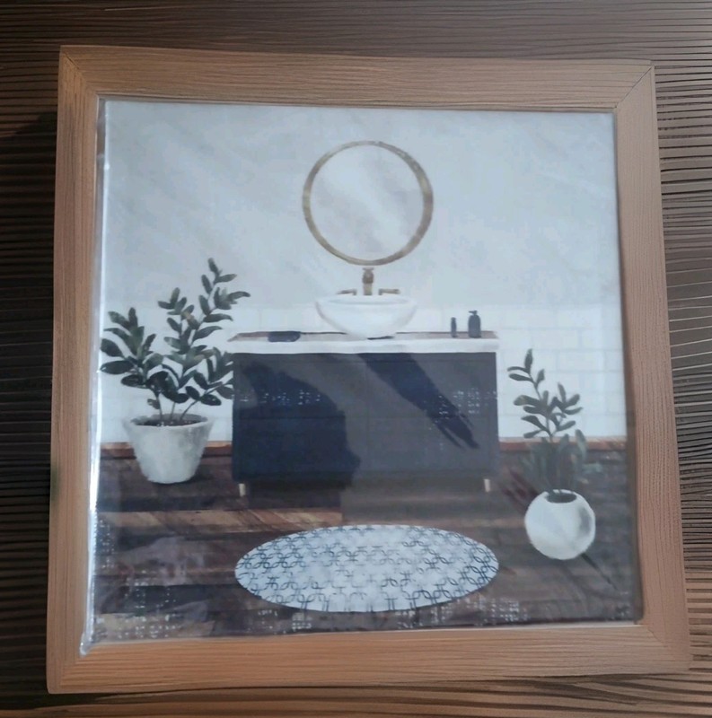 New Special Moments 9 in x 9 in Picture Bathroom Scene Canvas Wall Mount