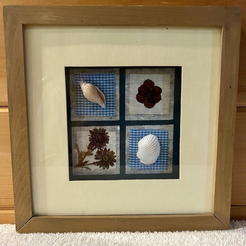 10x10 Natural Wood & Glass Shadow Box Frame Flowers & Seashell Nautical Wall Art gallery