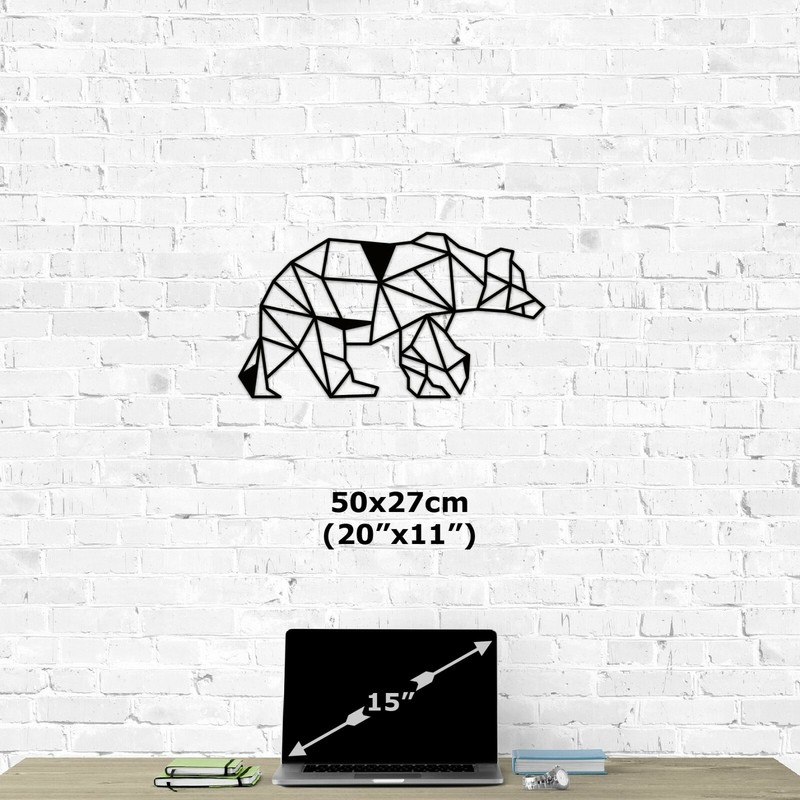 Bear Laser Cut Metal Wall Art, Geometric Line Drawing, Grizzly Wall Decor, Gift