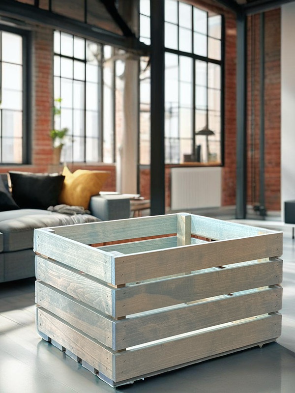 Rustic Wooden Storage Crate – Large Farmhouse Slatted Bin for Blankets, Toys and gallery