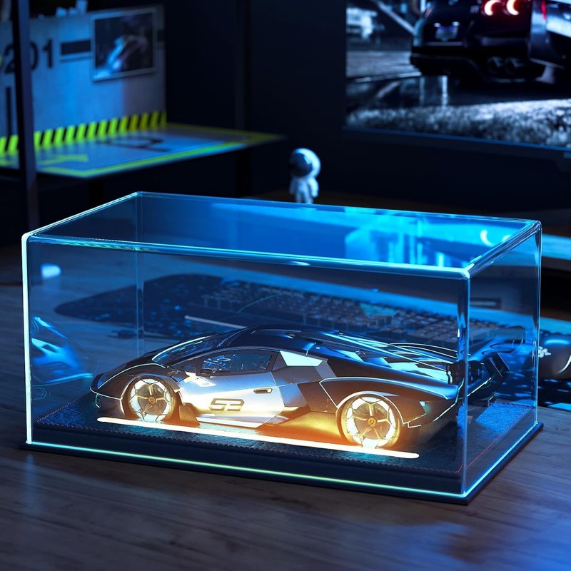 Lighted Display Case for 1/24 Scale Model Cars , No Assemble Show Case