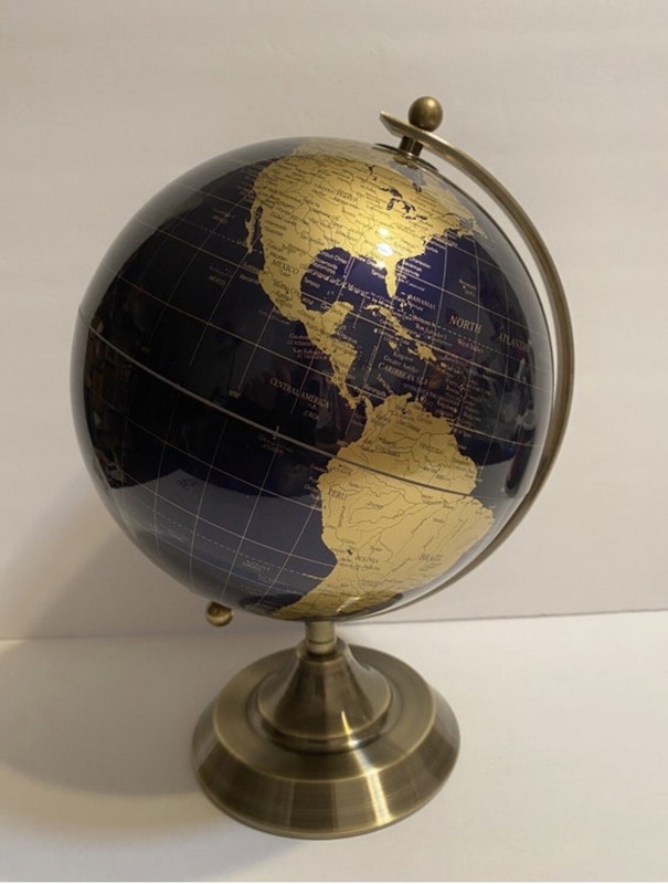 World Globe Learning Earth Map Vintage Geographic Globe w/Stand Desk Decor