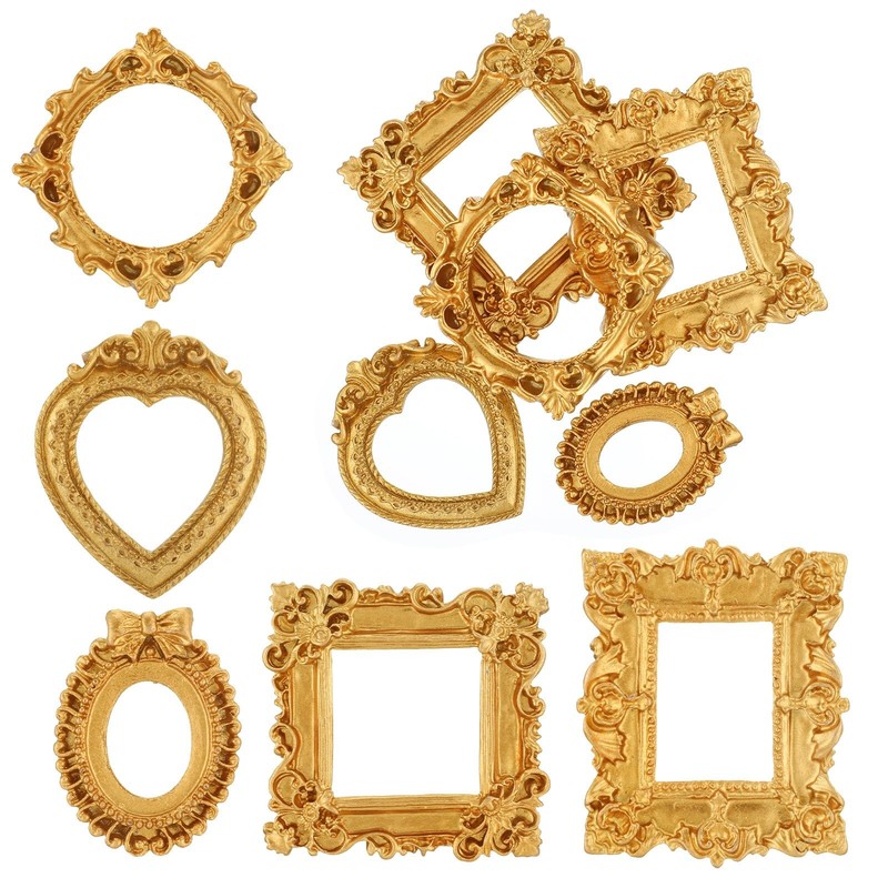 5 Pcs Mini Gold Frames Vintage Resin Mini Picture Frame Small Antique Photo F…