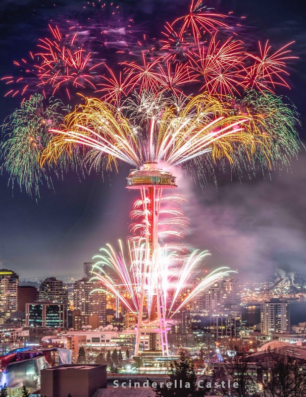 FIREWORKS OVER SEATTLE SPACE NEEDLE Photo Picture Print 4X6, 5X7, 8X10, 8.5X11