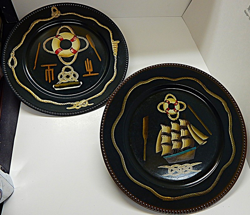 1 Pair of Hand Painted, Nautical Themed, Round, Wall Decore - FREE SHIPPING! gallery