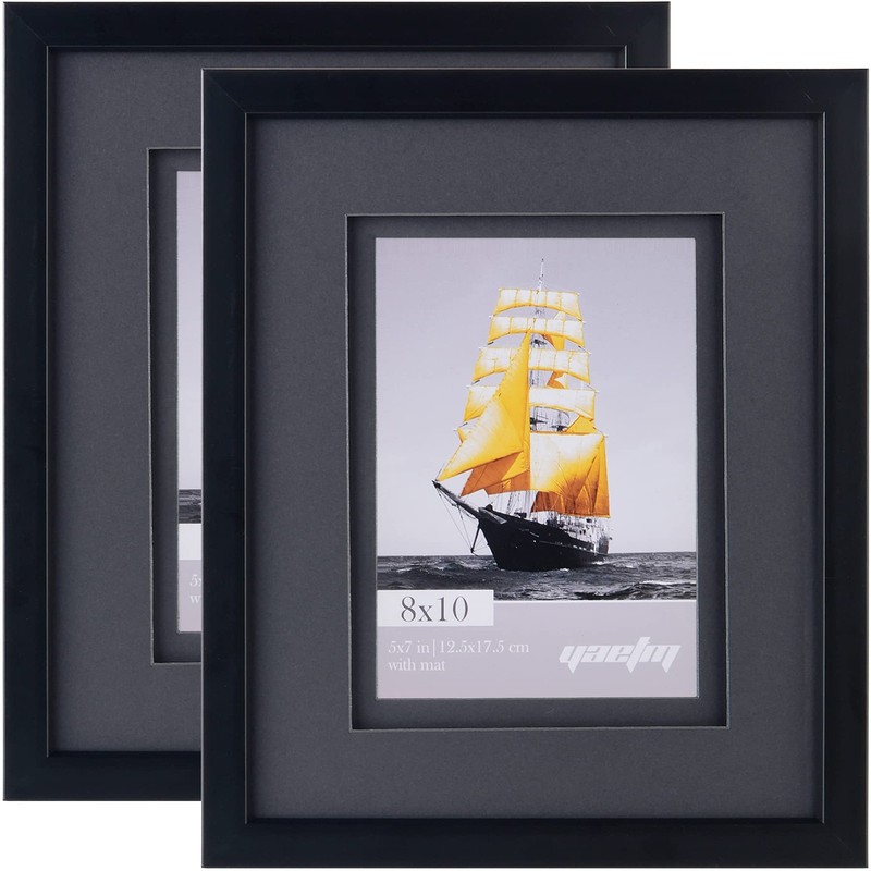 8×10 Double Floating Mat Picture Frame Set of 2, Display Picture 5×7 with bla…