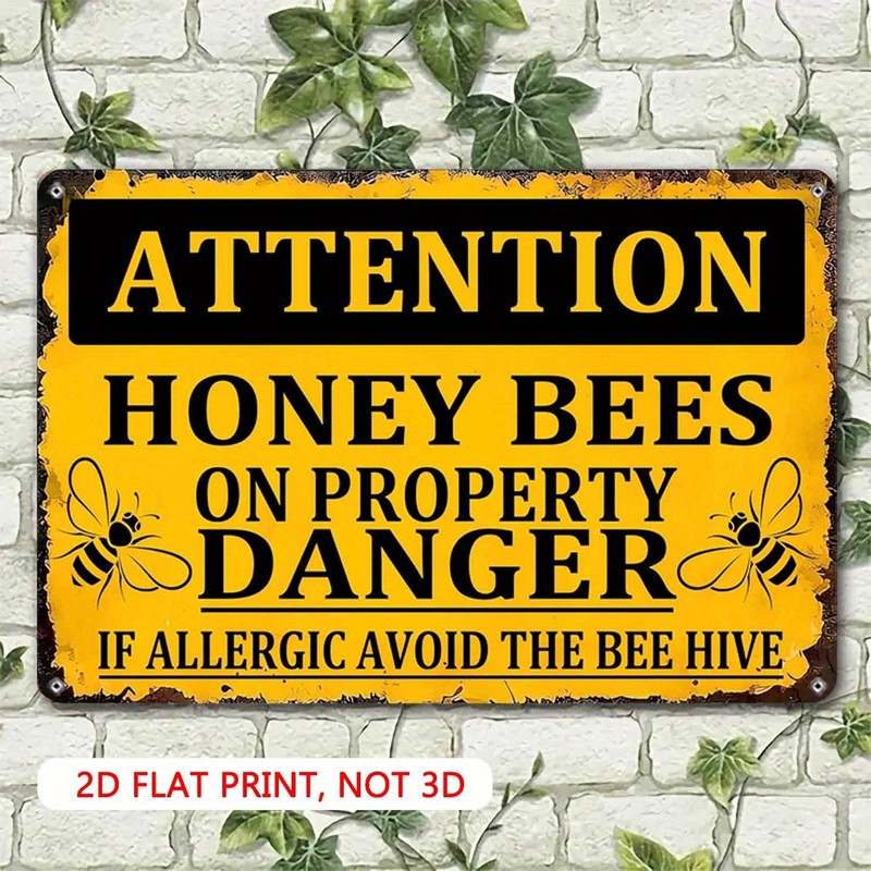 Honey Bees On Property Metal Sign Bee Hive Warning Outdoor Yard Decoration Gift gallery