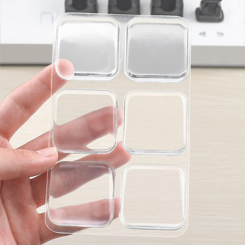 Transparent Square Door Stopper Wall Protector Set – 6-Piece Soft Rubber Door Ha