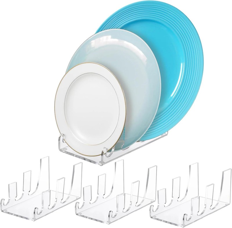 4 Pcs 3 Tier Plate Dinnerware Display Stand Acrylic Clear Plate Stand China Plat