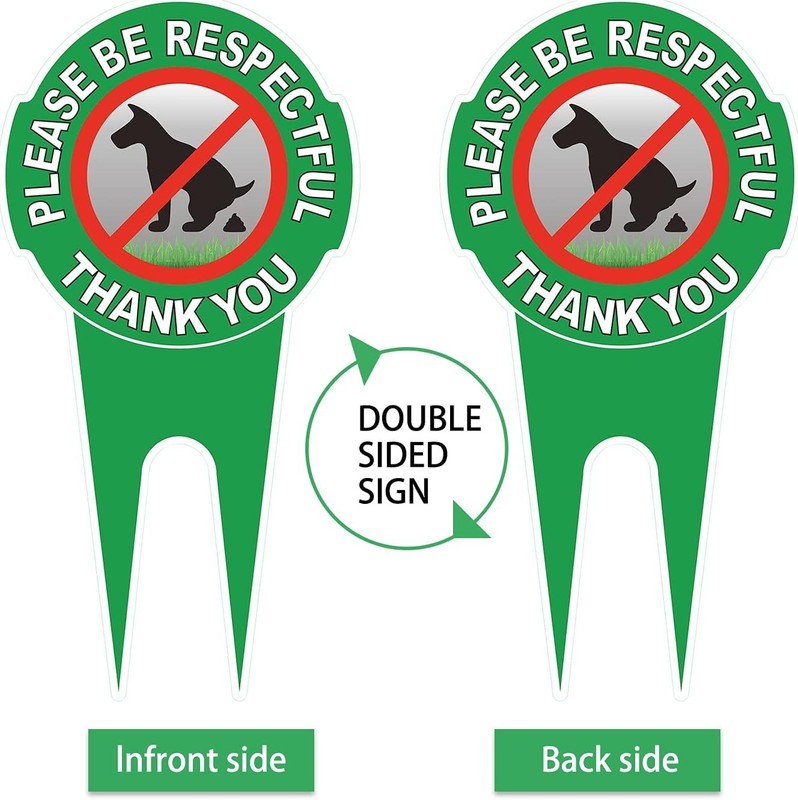 2 Pack No Poop Dog Sign 12x6 - Double Sided Yard Stake gallery