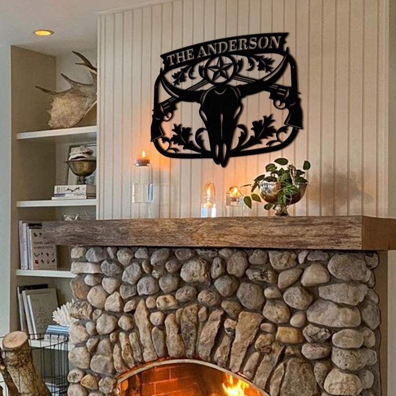 Custom Cowboy Skull Metal Sign Western Ranch Man Cave Wall Decor Name Gift gallery