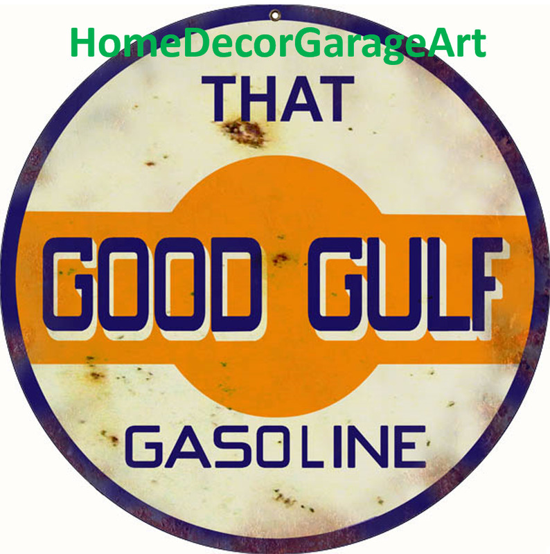 Good Gulf Gasoline, Metal Sign, Aged or Clean Design, Vintage Style Garage Art gallery