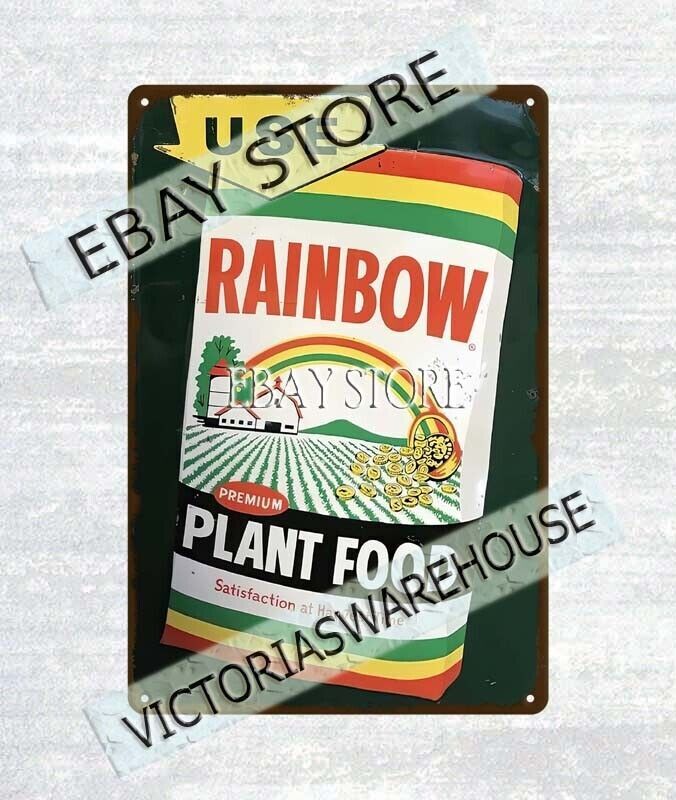 Rainbow Plant Food Fertilizer farming barn ranch metal tin sign pub shop prints