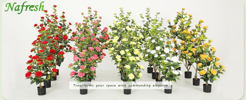 5FT Lush Artificial Yellow Camellia Tree Outdoor 2 Pack, 60inch Faux Camellia gallery