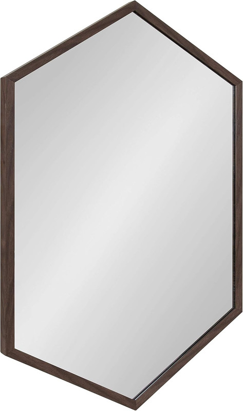Laverty 24×36 Walnut Hexagon Mirror – Modern Wall Decor