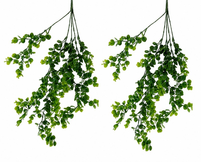 Set of 2 Hanging Greenery Bushes Artificial Boxwood Eucalyptus Hanging Plant Far