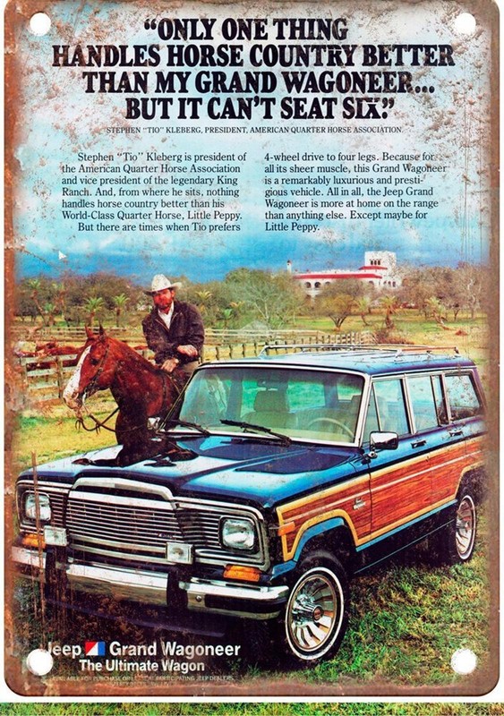 Jeep Grand Wagoneer Sign Vintage 1985 Metal Aluminum Plaque Wall Decor