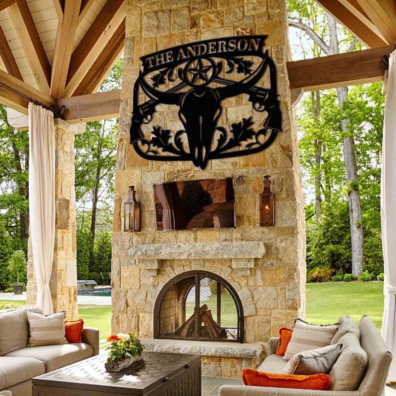Custom Cowboy Skull Metal Sign Western Ranch Man Cave Wall Decor Name Gift gallery