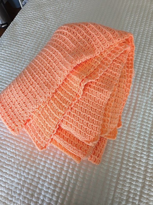 Peach Color Crocheted Handmade 60″ x 80″ Blanket NEW Excellent Condition