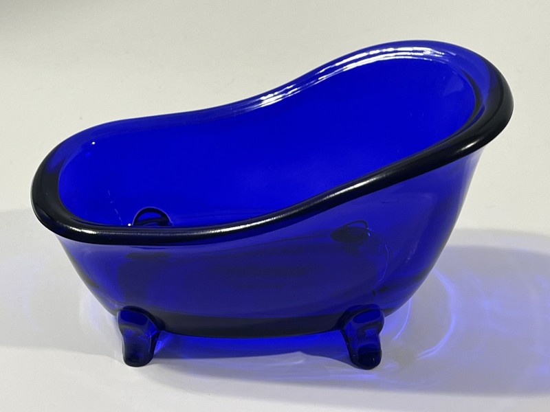 Cobalt Blue Glass Bath Tub Claw Foot Decor ~ Bath and Body Works ~ LNUC gallery